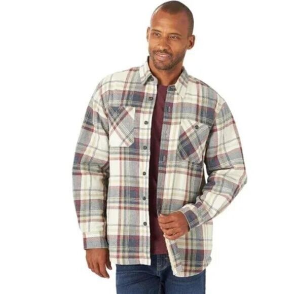 Men's Sherpa Lined Shirt Jacket Light Beige - Picture 2 of 6